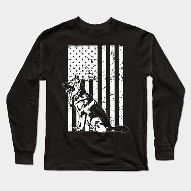 German Shepherd Gsd K9 Dog American Flag Long Sleeve T-Shirt by QUYNH SOCIU